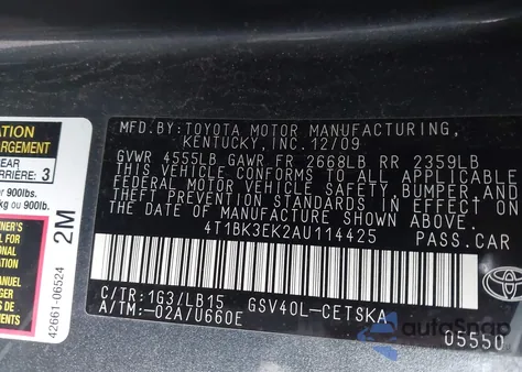 2010 Toyota Camry Se V6 from USA, damaged, VIN 4T1BK3EK2AU114425